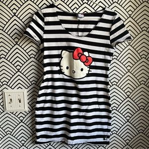 RARE 2011 Sanrio Hello Kitty Tube dress stretch black stripe mini size large